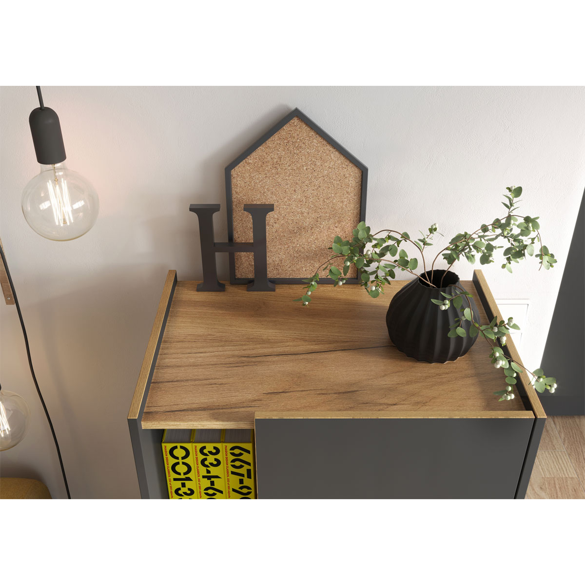 Aktenschrank Antonio mit offenen Fächern 62 x 115 x 42 cm graphit/Navarra-Eiche-Nachbildung Bild 4