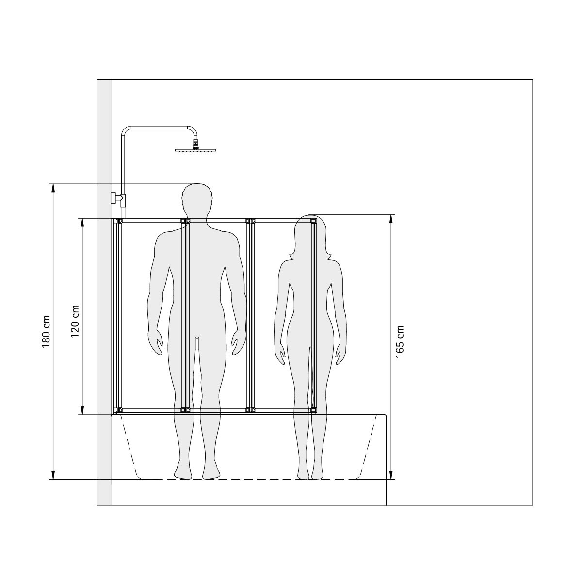 Schulte Badewannenfaltwand Alu Natur 121 x 127 x 121 cm ESG hell klar Bild 6