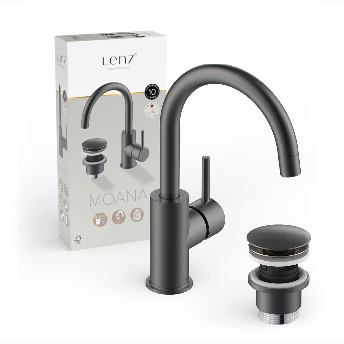 LENZ Waschtischarmatur Moana Easy-Clean Graphit Bild 1