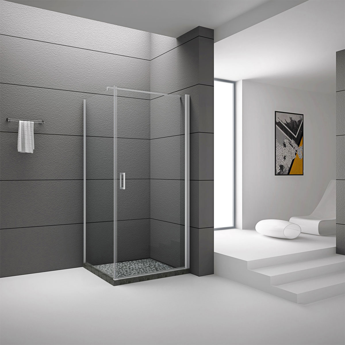 Aurlane Glasdusche Silver Square 90 x 200 x 90 cm