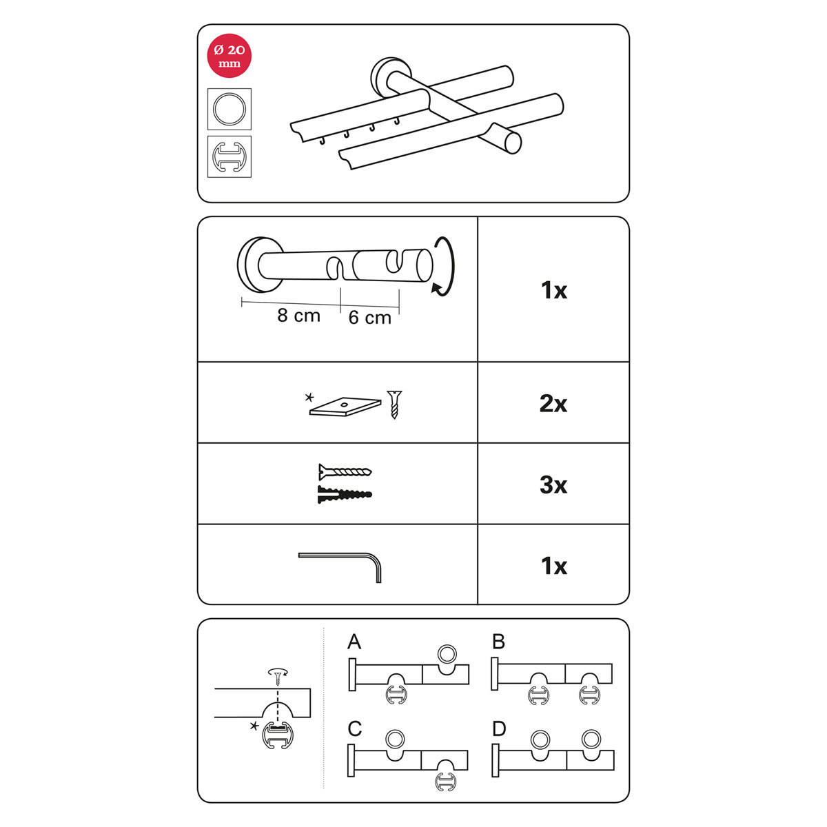 Gardinia Doppelträger Chicago 2 läufig für 20 mm bronze Bild 4