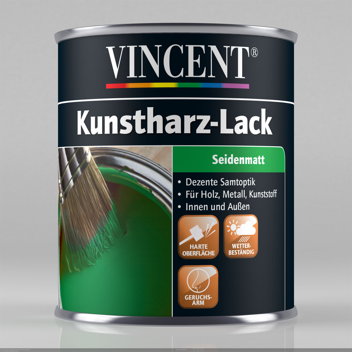 Vincent Kunstharz Buntlack RAL 9005 Tiefschwarz seidenmatt 125 ml