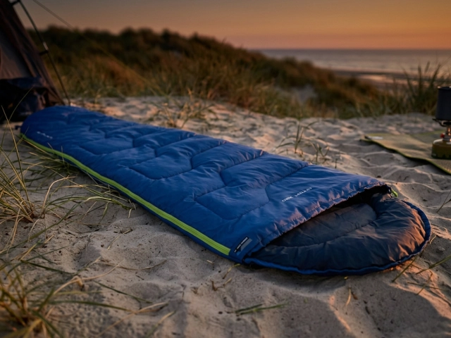 Schlafsack am Strand in den Dünen