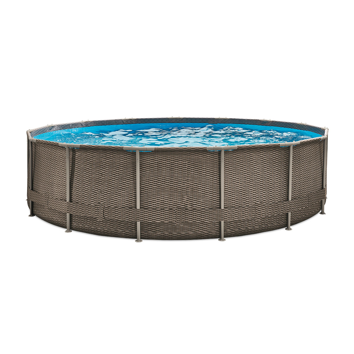 Summer Waves Active Frame Pool 457x457x107cm Rattan Braun