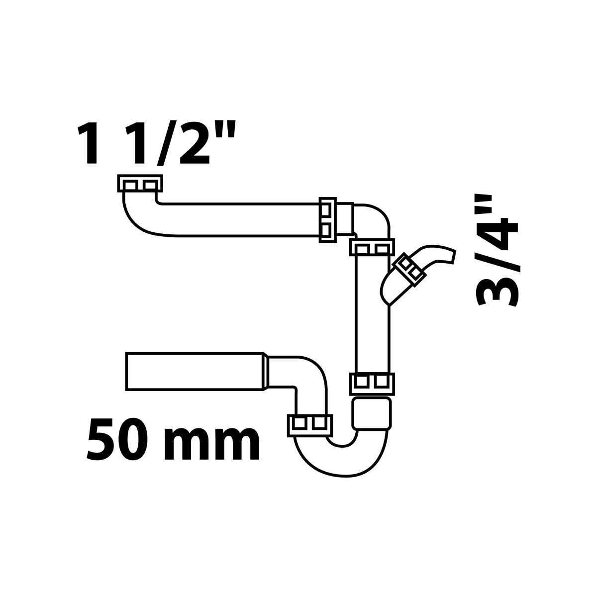 Kirchhoff Raumspar-Spültisch-Röhrensiphon ECO-SAVE KS 1 1/2" IG x Durchmesser 50 mm Bild 2