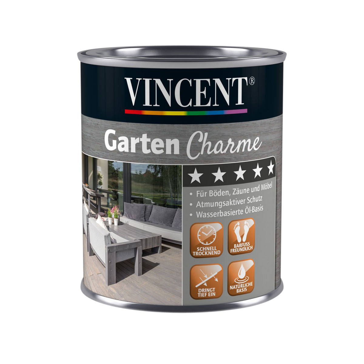 Vincent Garten Charme anthrazit 0,75 L