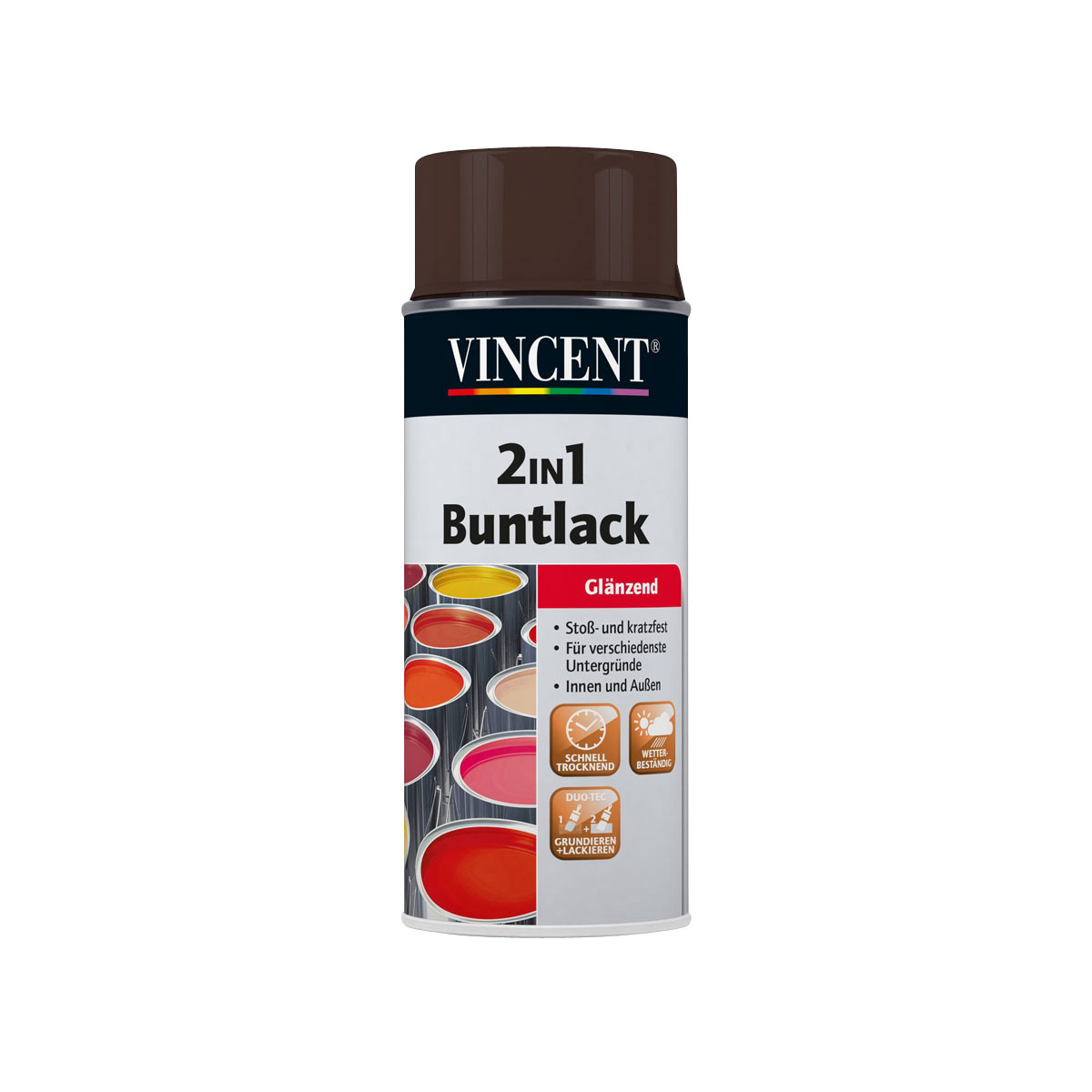Vincent 2in1 Buntsprühlack schokobraun 0,15 L Glänzend