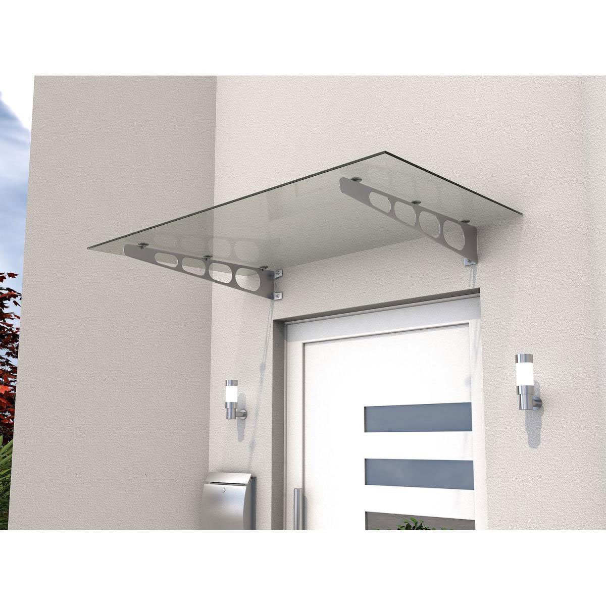 Durabil Edelstahl Vordach HD/LT VSG klar 140 x 90 x 16 cm