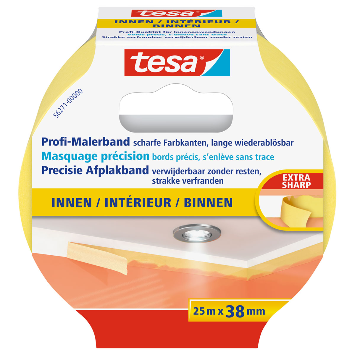 Tesa Maler-Krepp Precision Indoor 25 m x 38 mm