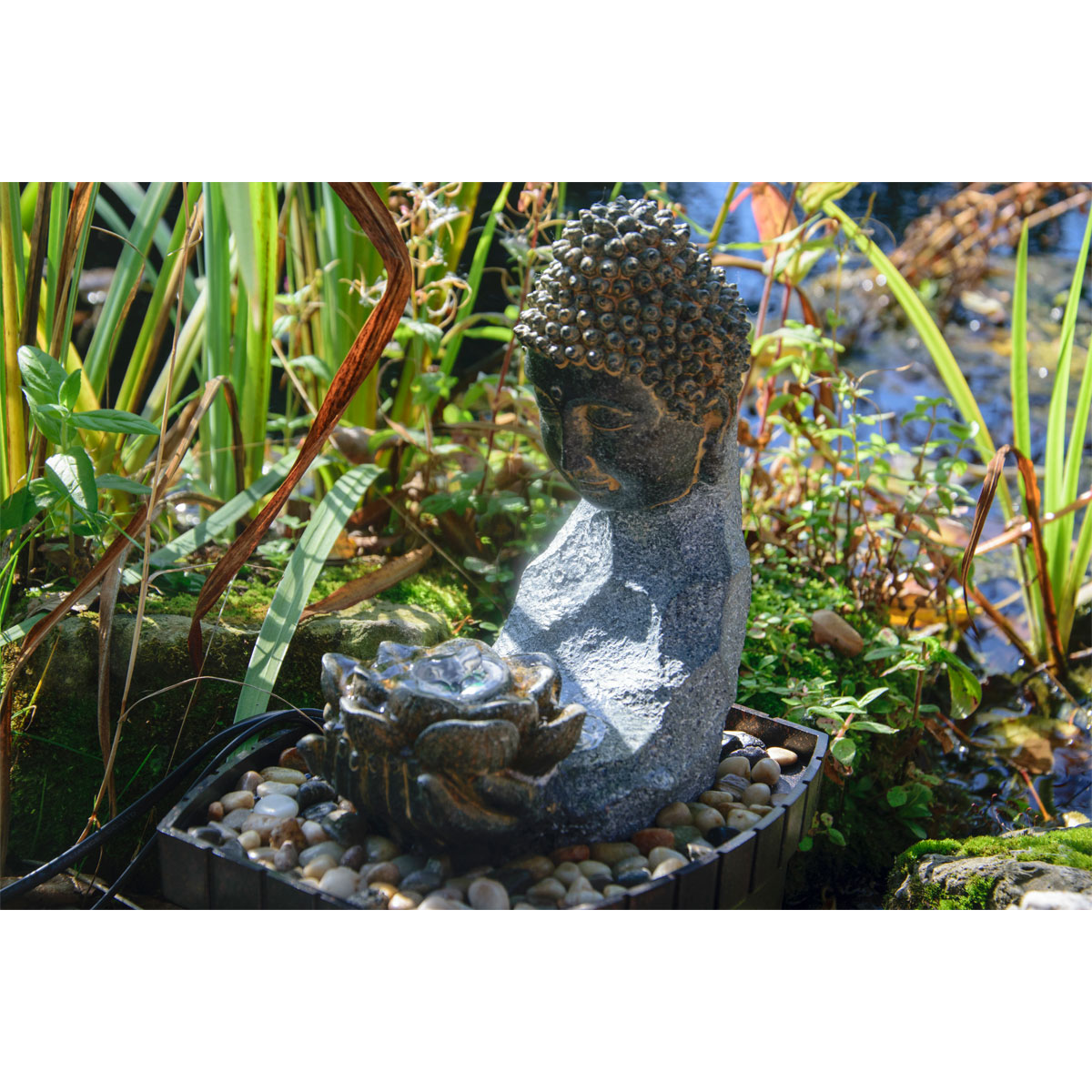 dobar Zimmerbrunnen mit Buddha 20,5 x 27 x 16,5 cm grau-schwarz Bild 5