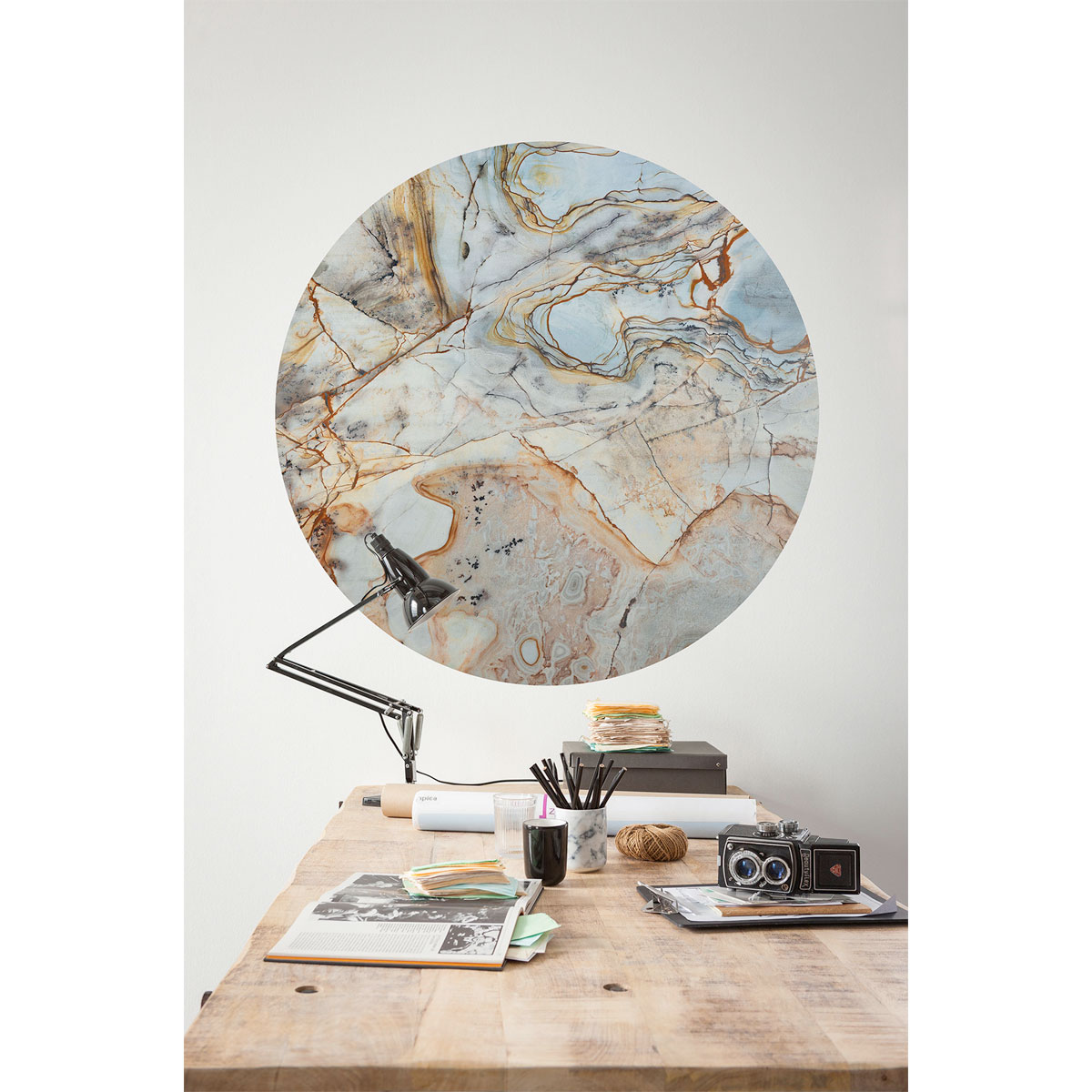 Komar  Selbstklebende Vlies Fototapete rund Marble Sphere Durchmesser 125 cm