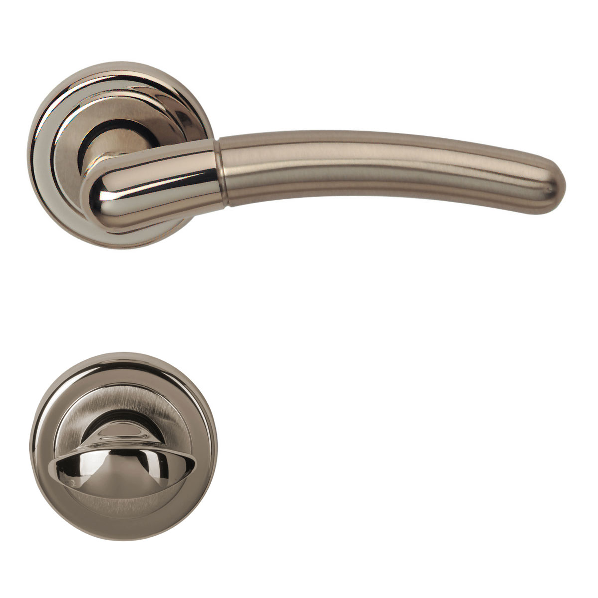 Alpertec Rosettengarnitur Betty-R Messing edelstahlfärbig poliert/satiniert WC