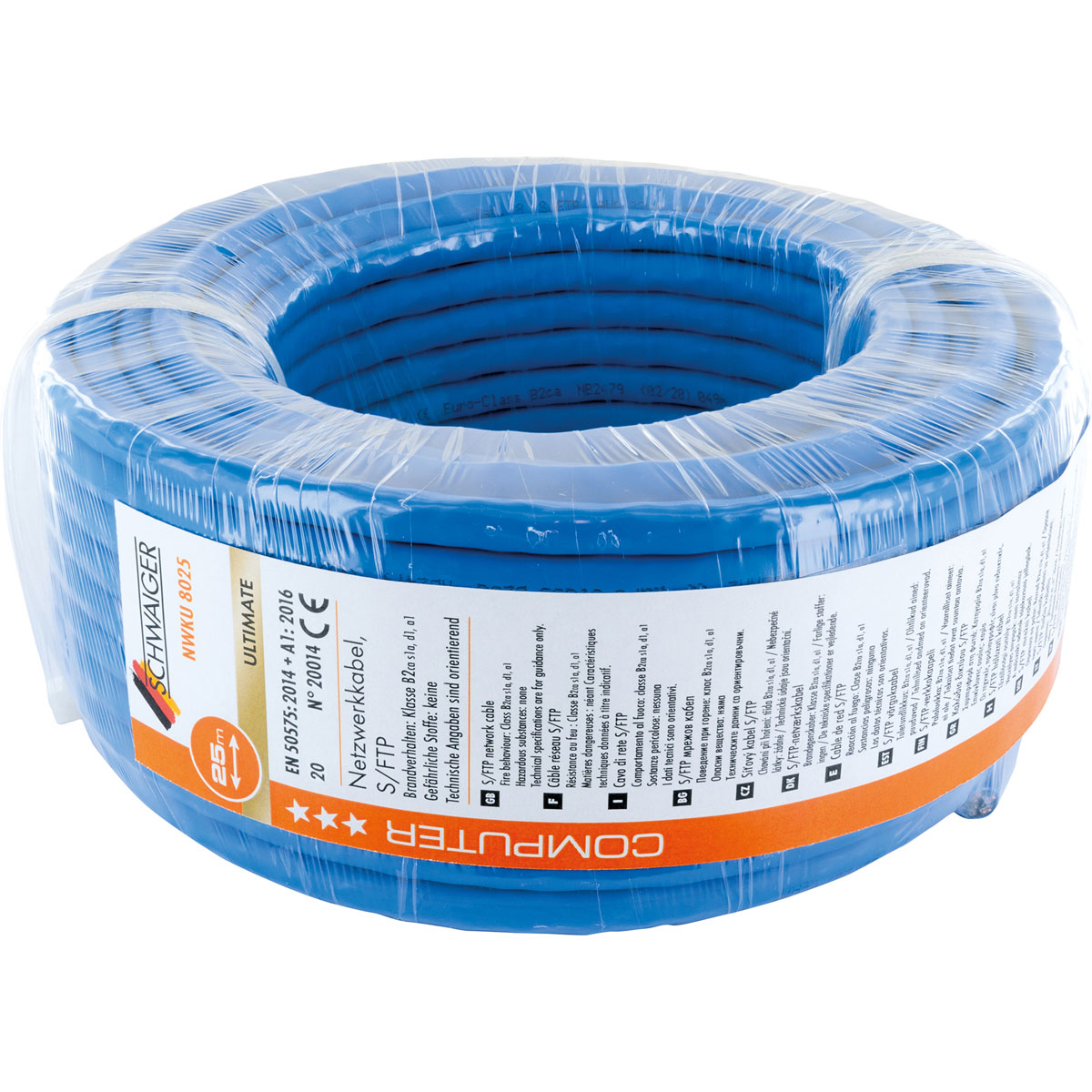 Schwaiger  Netzwerkkabel CAT8.1 25 m blau Bild 2
