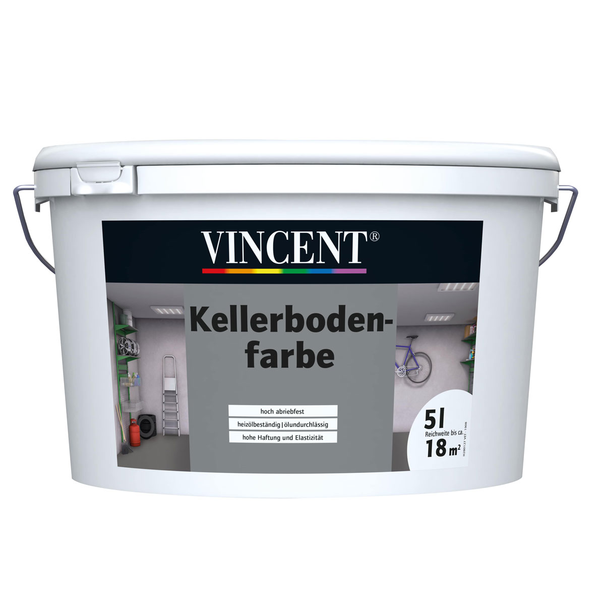 Vincent Kellerbodenfarbe Grau seidenmatt 5 L