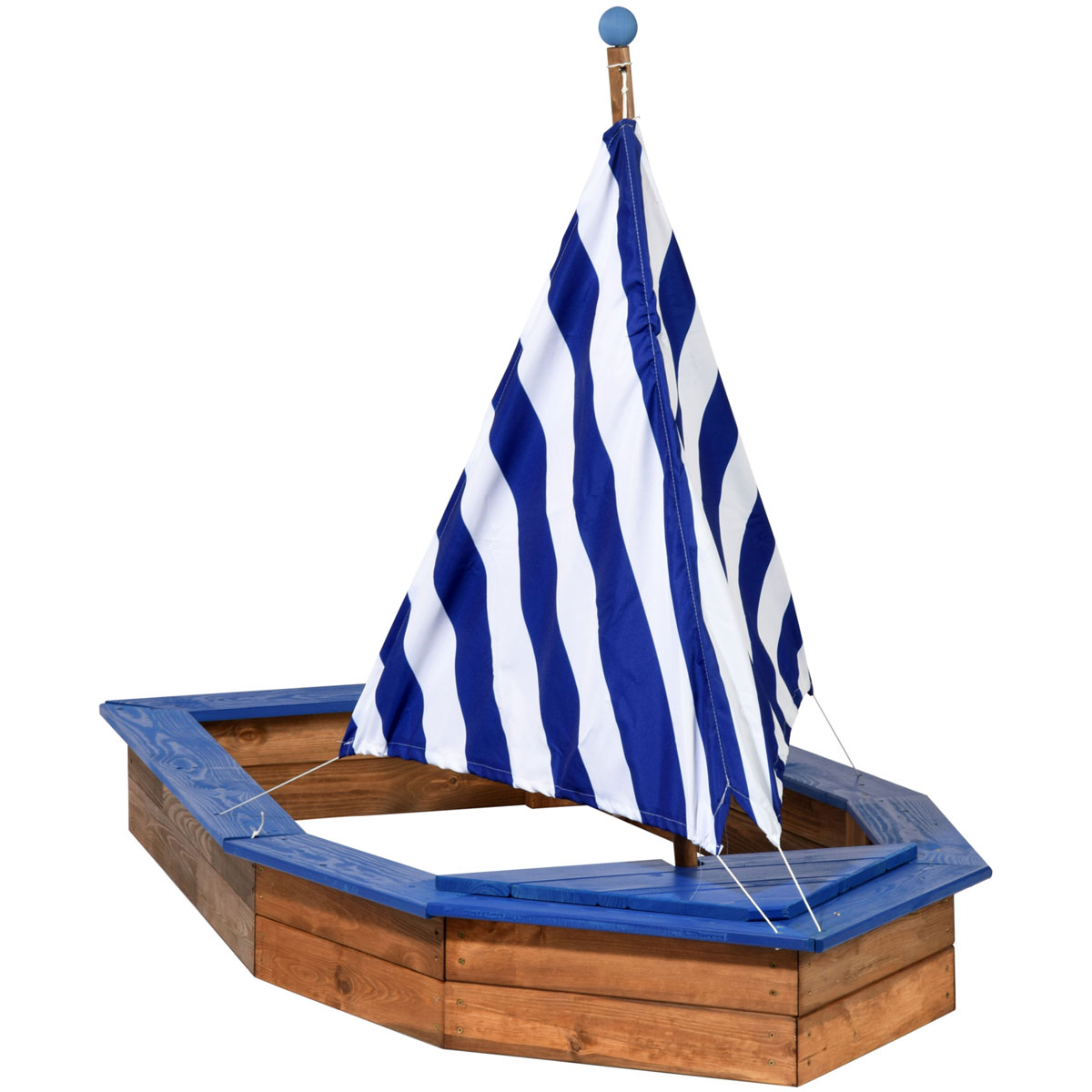 dobar Sandkasten Schiff-Form 180 x 96 x 125 cm blau-weiß gestreift Bild 8
