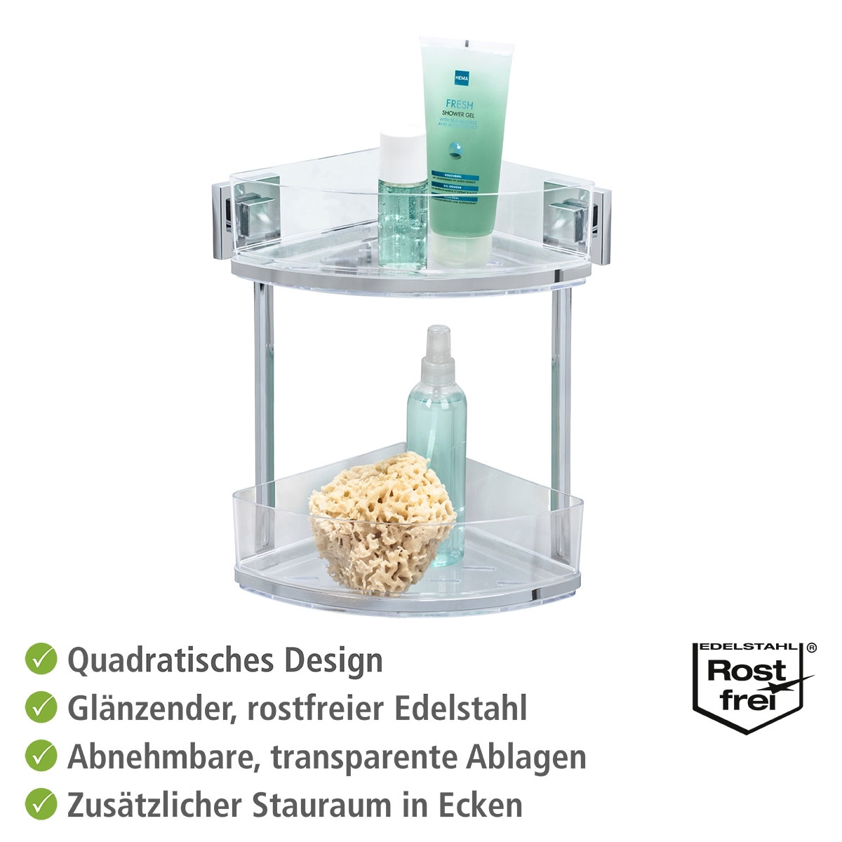 Wenko Vacuum-Loc Eckregal Quadro 2 Etagen Bild 3