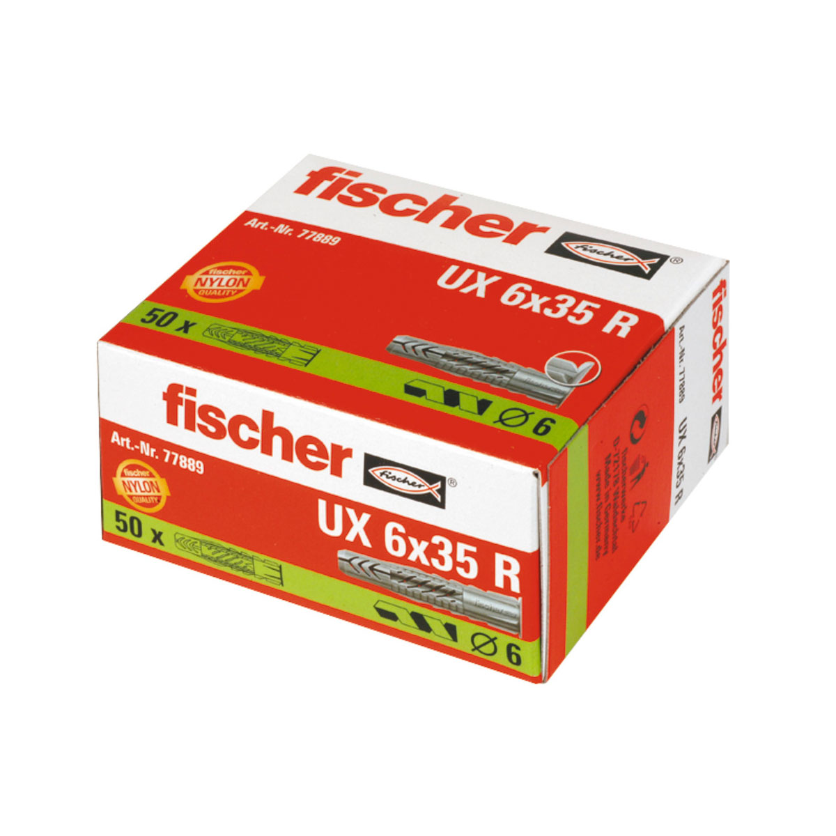 Fischer  Universaldübel UX 6 x 35 mm mit Rand 50 Stück