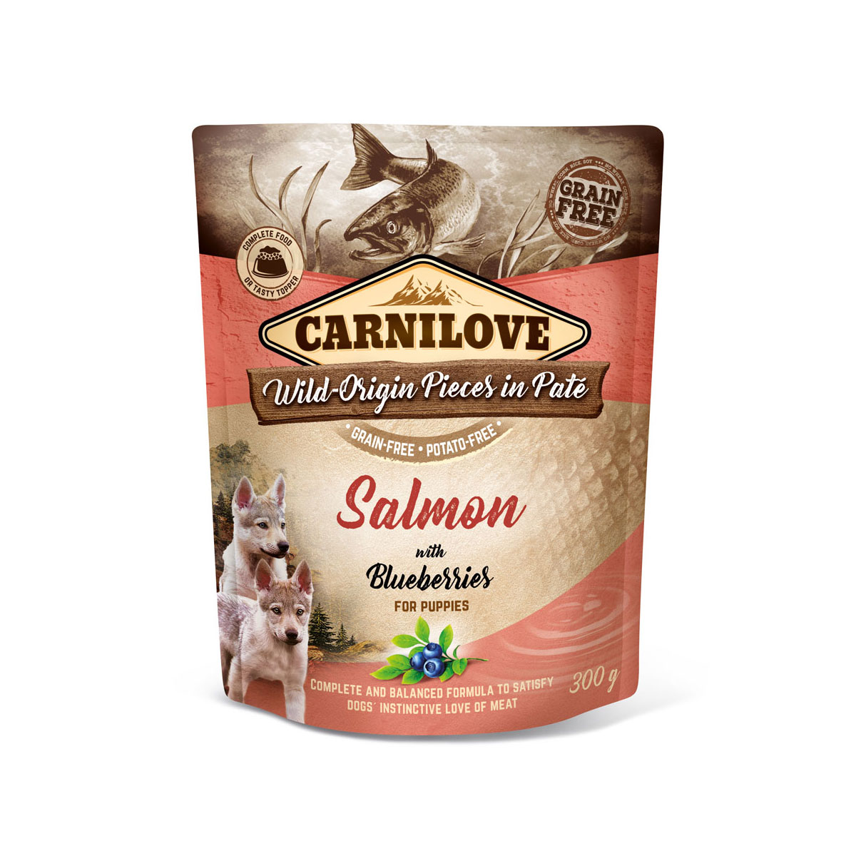 CARNILOVE Paté Lachs und Blaubeeren für Welpen und Junghunde 300 g