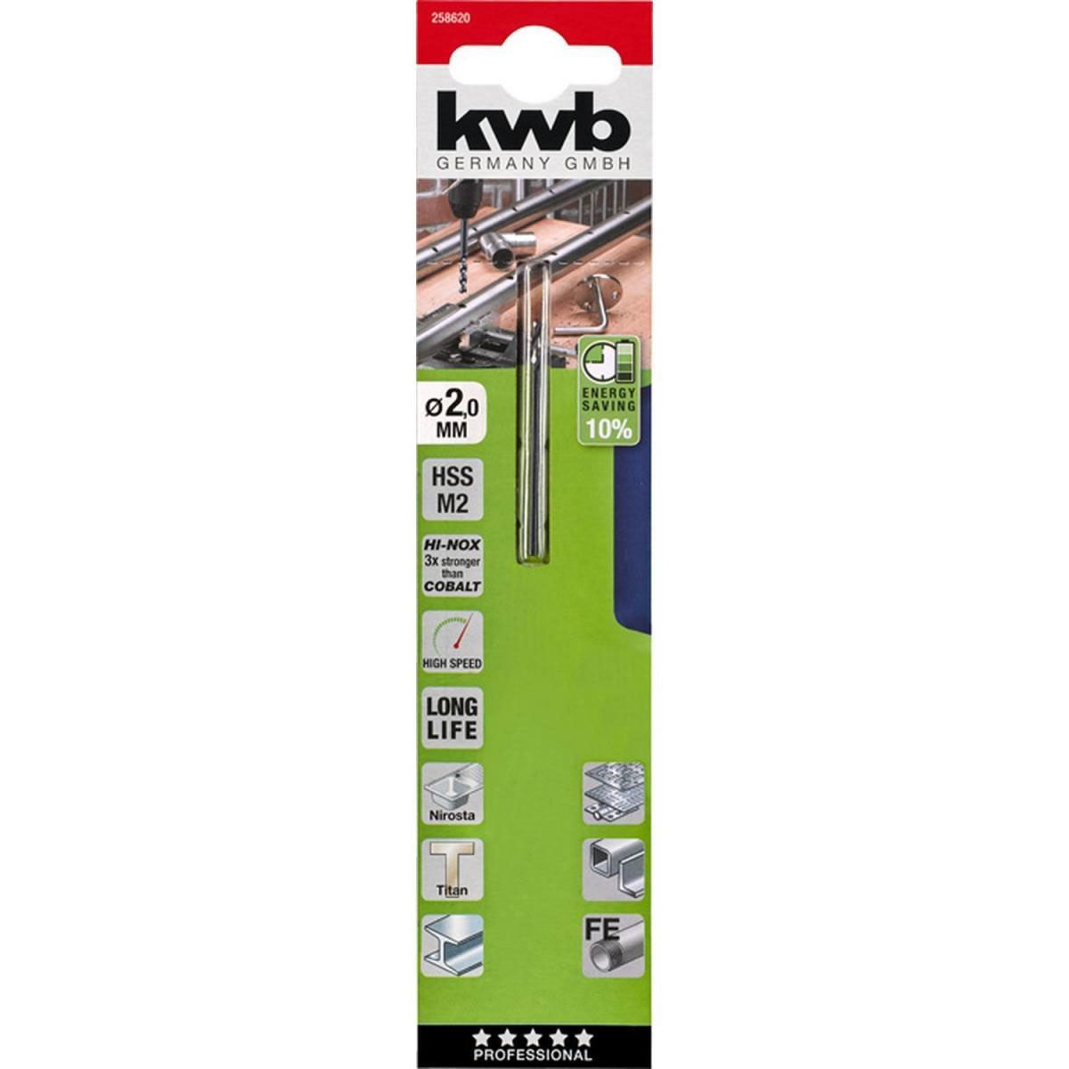 kwb  Metallbohrer Hi-Nox M2 Durchmesser 2 mm Bild 2