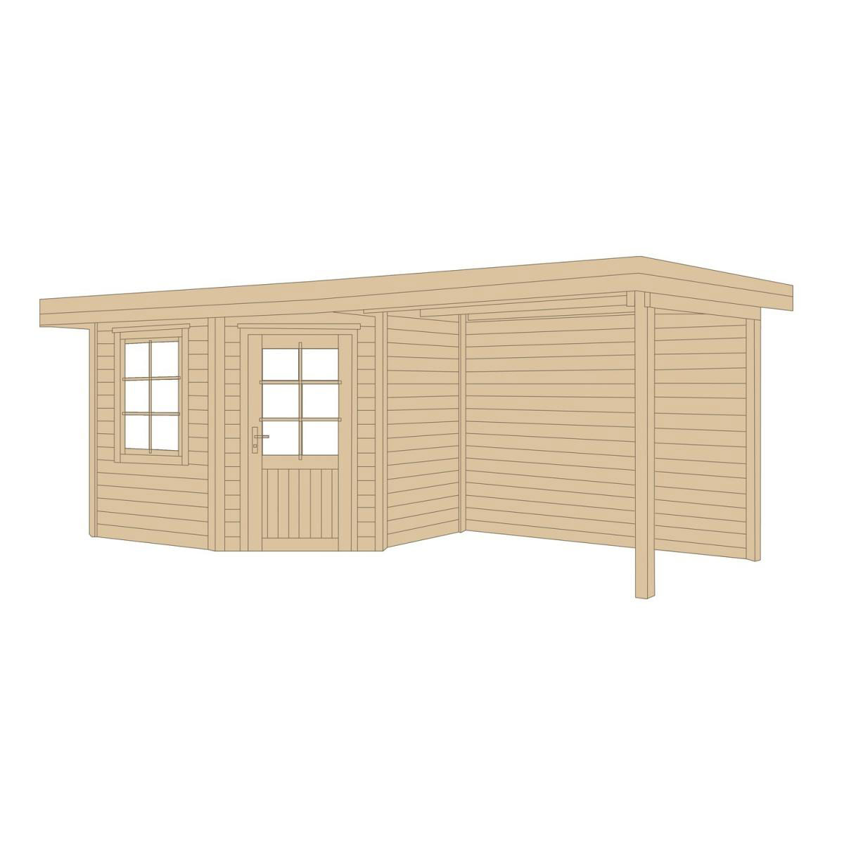 Weka Designhaus 213 B mit Anbau 300 cm 5-Eck braun Bild 3