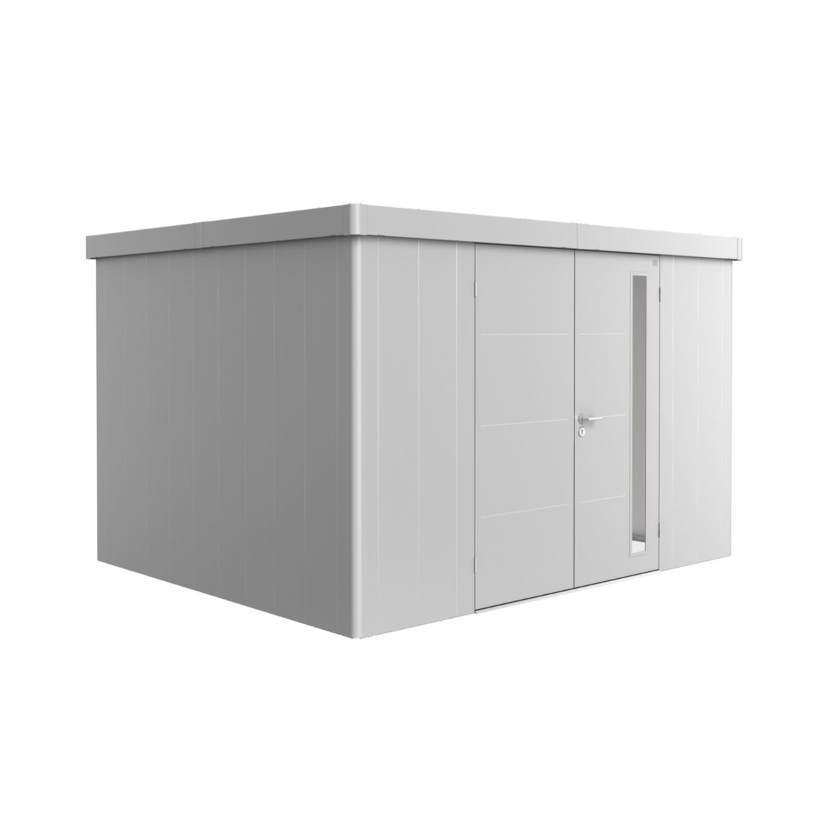 Biohort Gerätehaus Neo 3D Doppeltüre silber-metallic