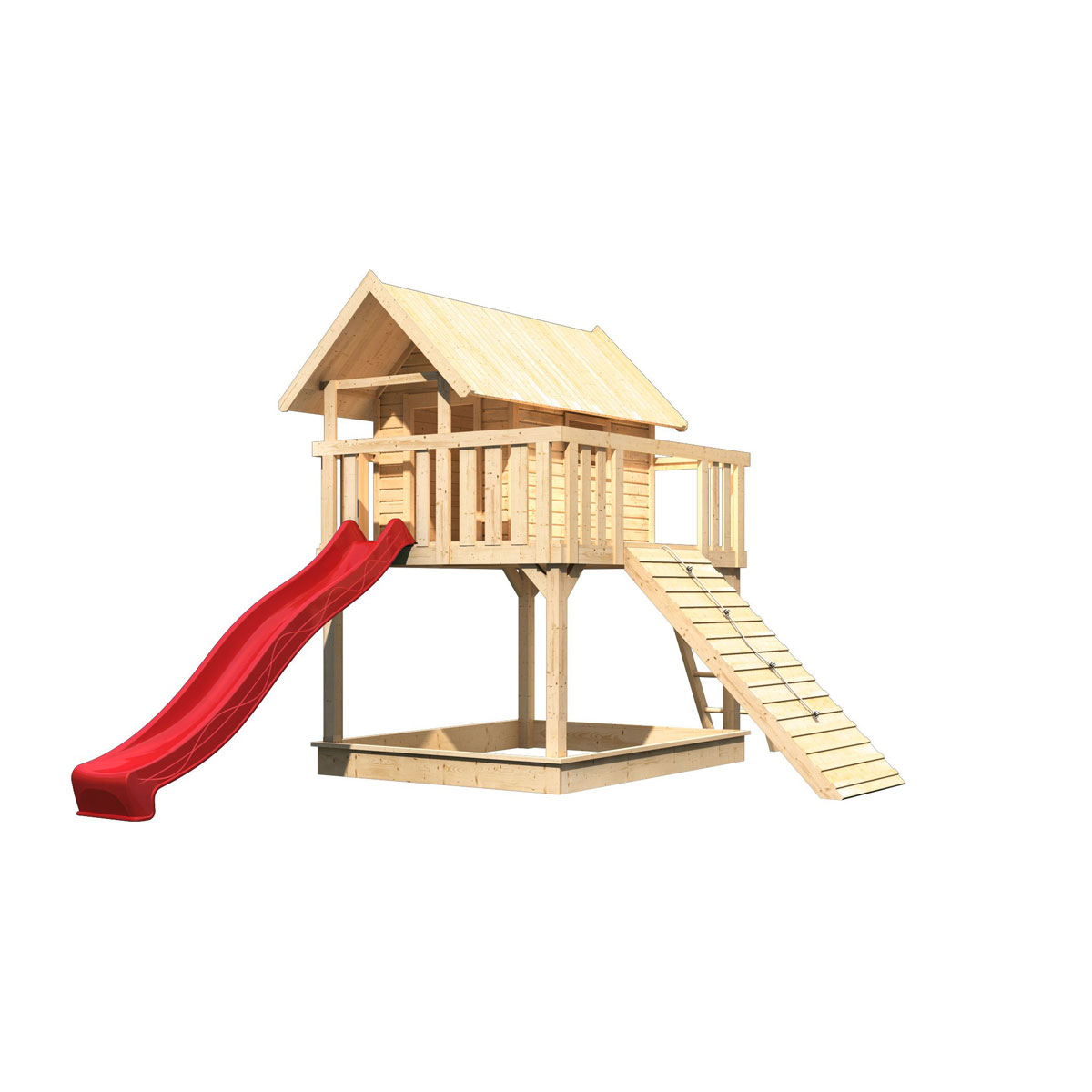 Karibu Fidel inklusive  Rampe naturbelassen Rutsche rot Bild 4