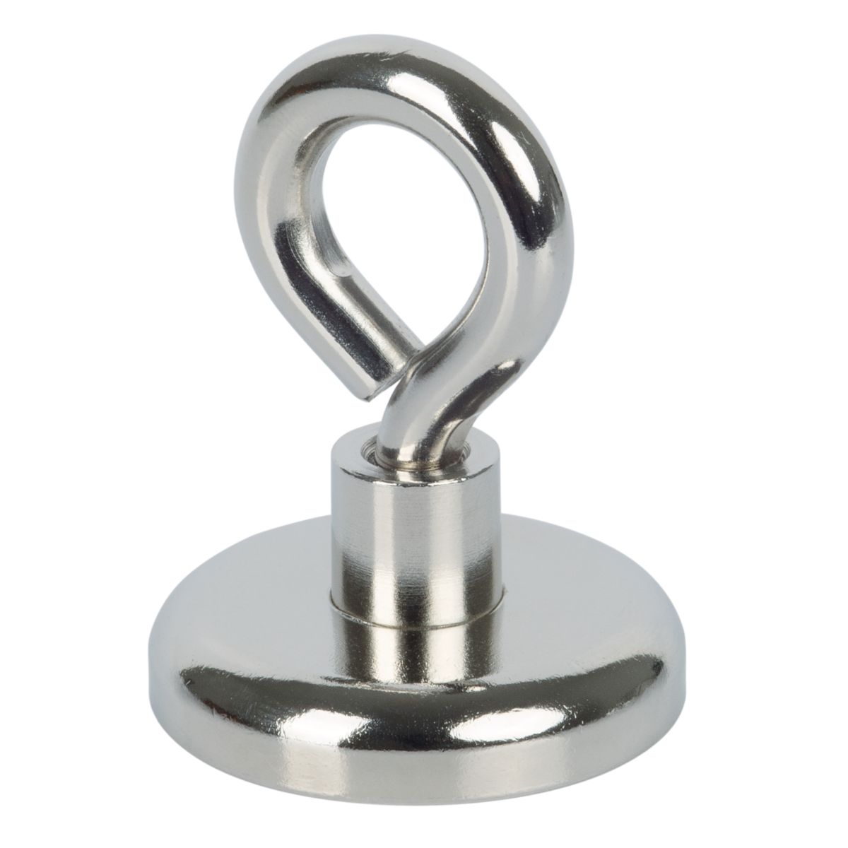 Suki Topfmagnet Neodym mit Öse Ø 32 x 44 mm, Gewindebuchse M6, silber