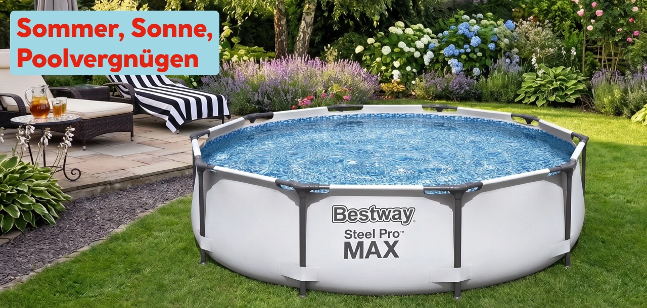 Runder Pool in einem Garten