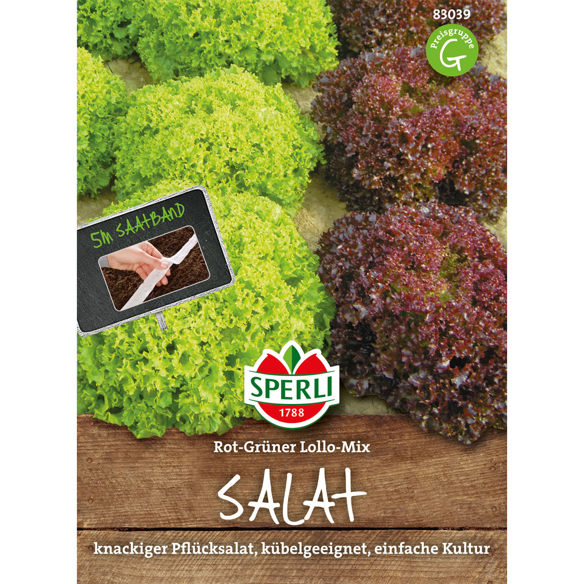 Sperli Pflücksalat-Mix Lollo 5 m Saatband