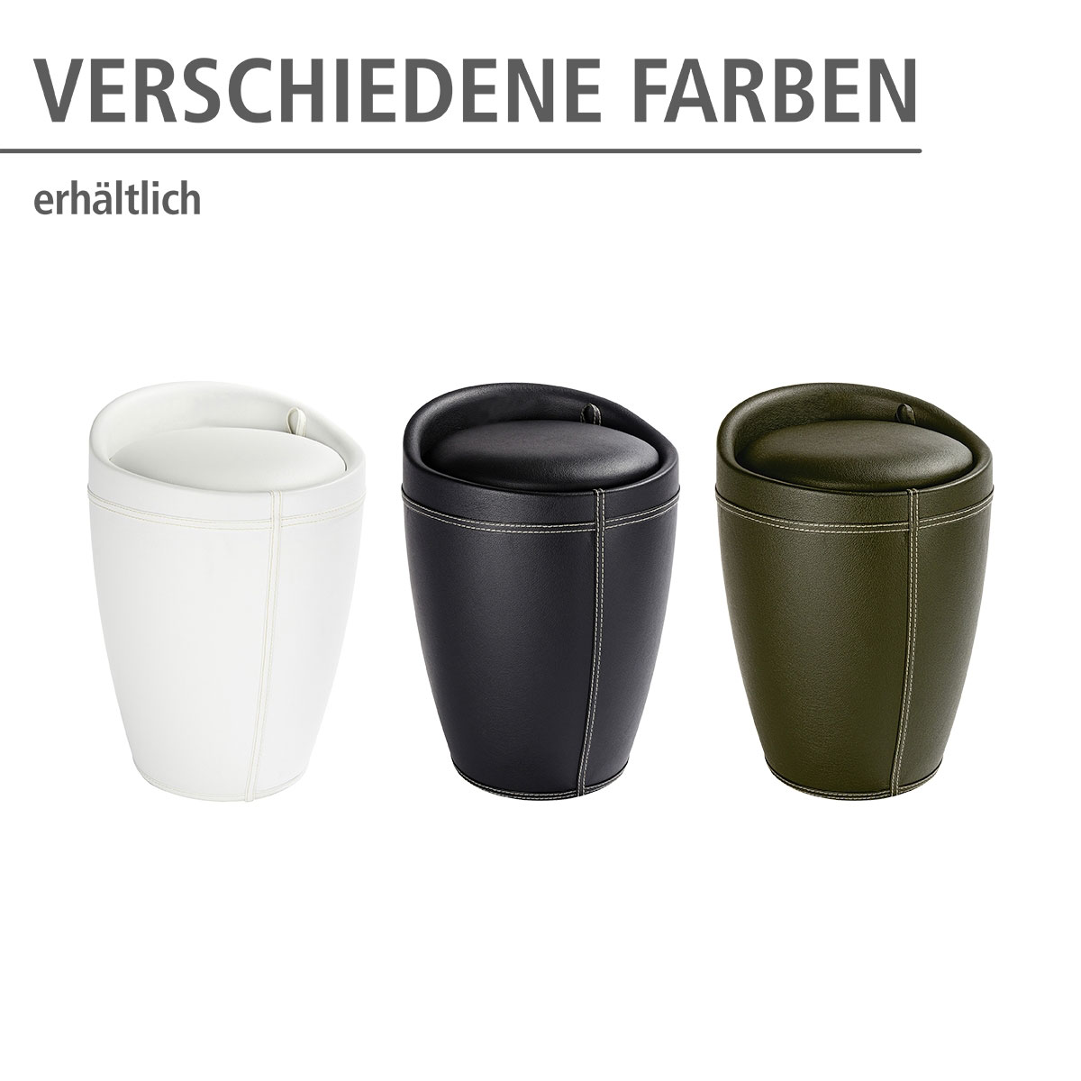 Wenko  Hocker Candy Braun in Lederoptik mit Wäschesack Badhocker mit abnehmbarem Wäschesammler Bild 4