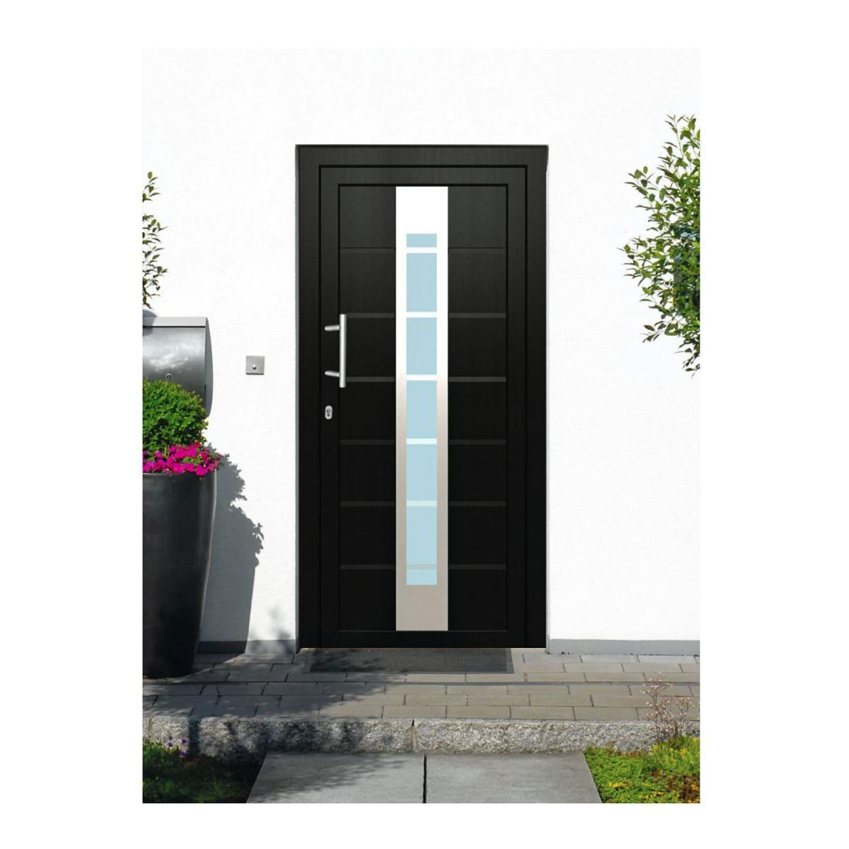 Kunststoff-Haustür D84 anthrazit 100 x 210 cm Anschlag links Bild 2