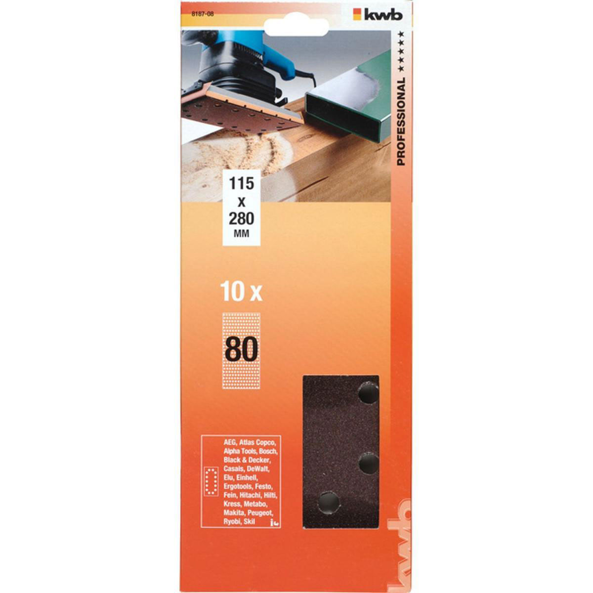 kwb  Schleifstreifen Holz und Metall 115 x 280 mm K80 Bild 2