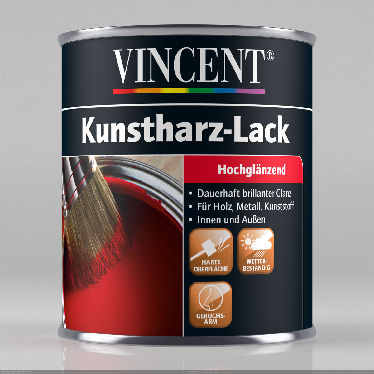 Vincent Kunstharz Buntlack RAL 9005 Tiefschwarz hochglänzend 125 ml