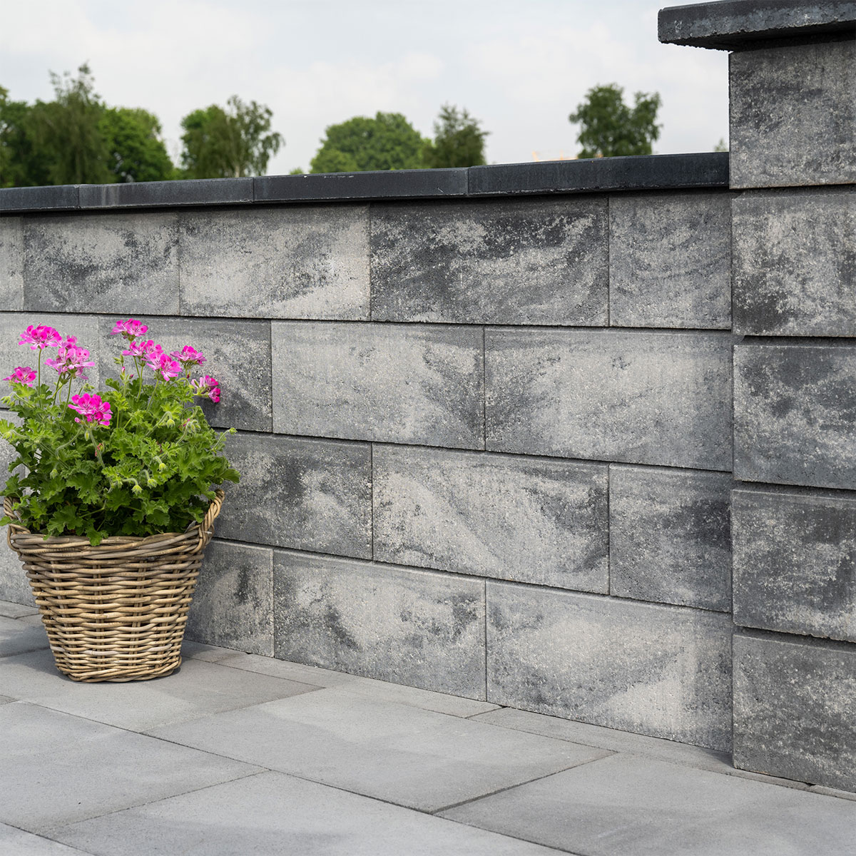 Diephaus  Mauerstein Fine weiss-schwarz Pfleilerstein 37,5 x 37,5 x 20 cm Bild 3