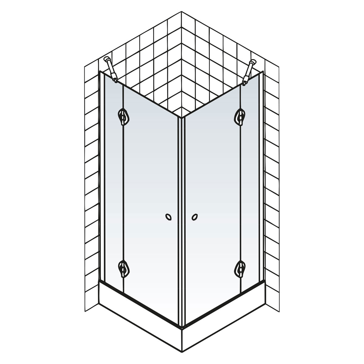 Schulte ExpressPlus MasterClass Eckeinsti auf DB 2000 x 800 x 800 chrom klar fixil Rundgriff Bild 6