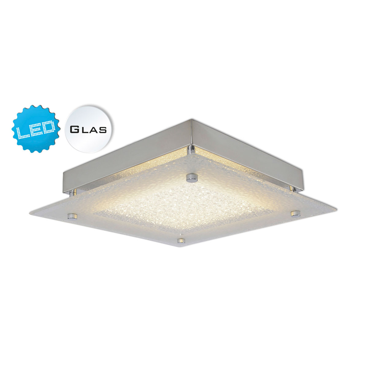 Naeve LED DL Leeds Metall/Glas silberLxBxH: 25x25x5,3cm Bild 2