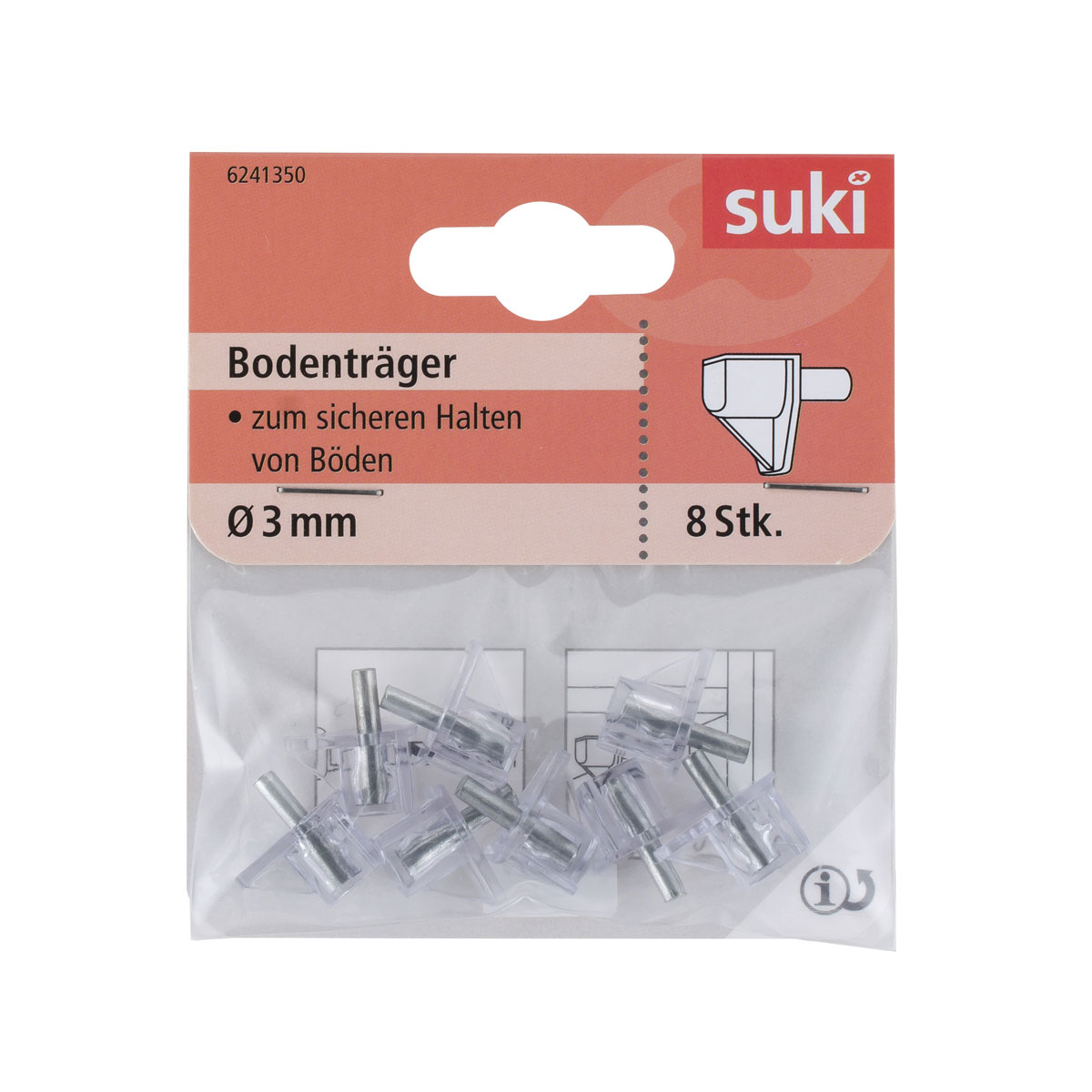 Suki Bodenträger Kunststoff Durchmesser 0,3 x 0,8 cm transparent 8 Stück Bild 1