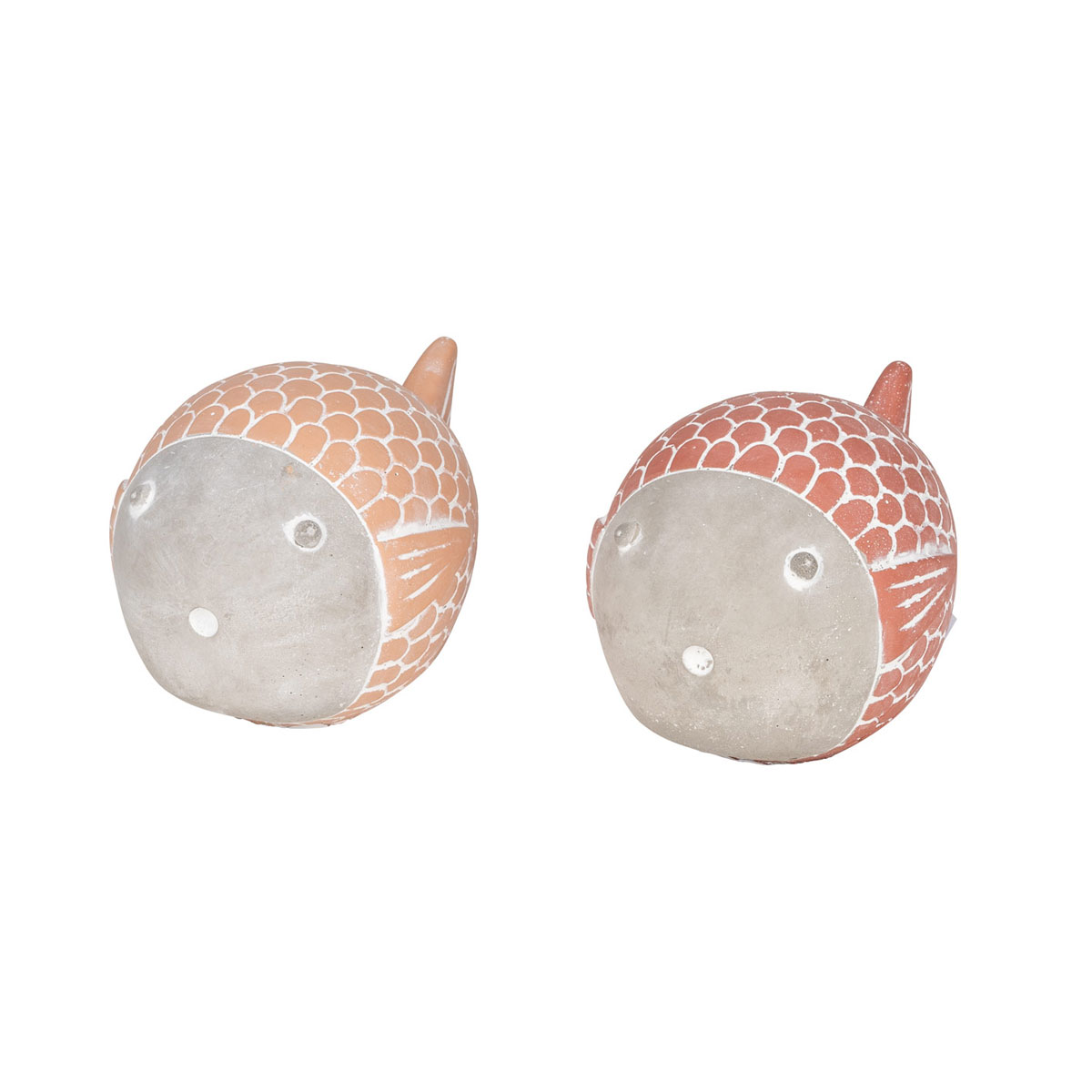 Zement-Fisch breit 15 x 9,5 x 9 cm lachsfarben-braun