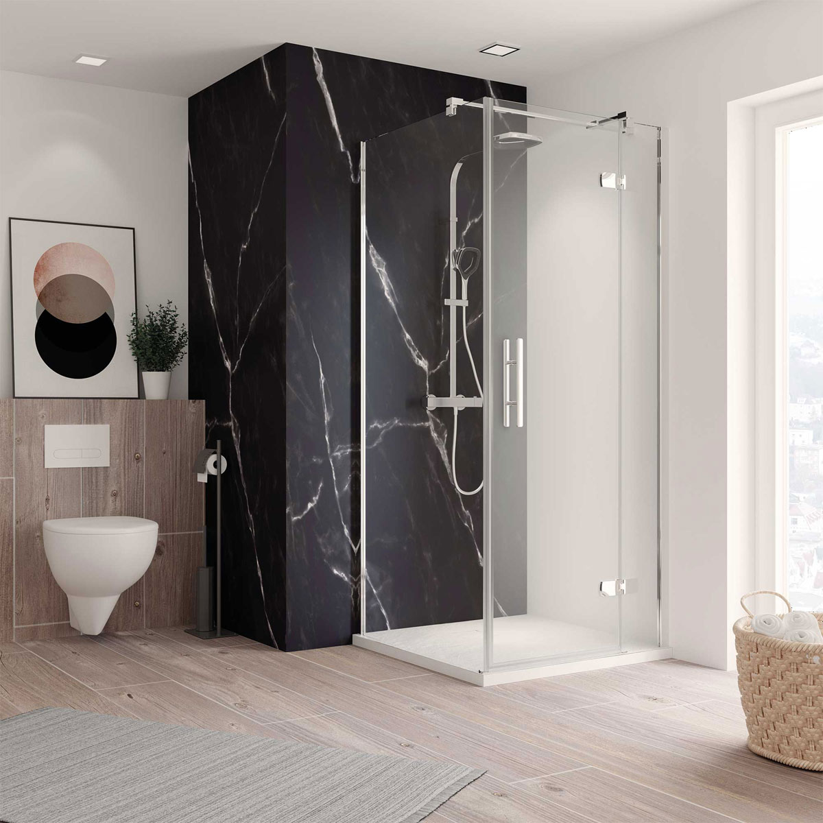 Breuer  QUICK72 Rückwand Seidenmatt Marmor Schwarz 1000x2550 mm Bild 2