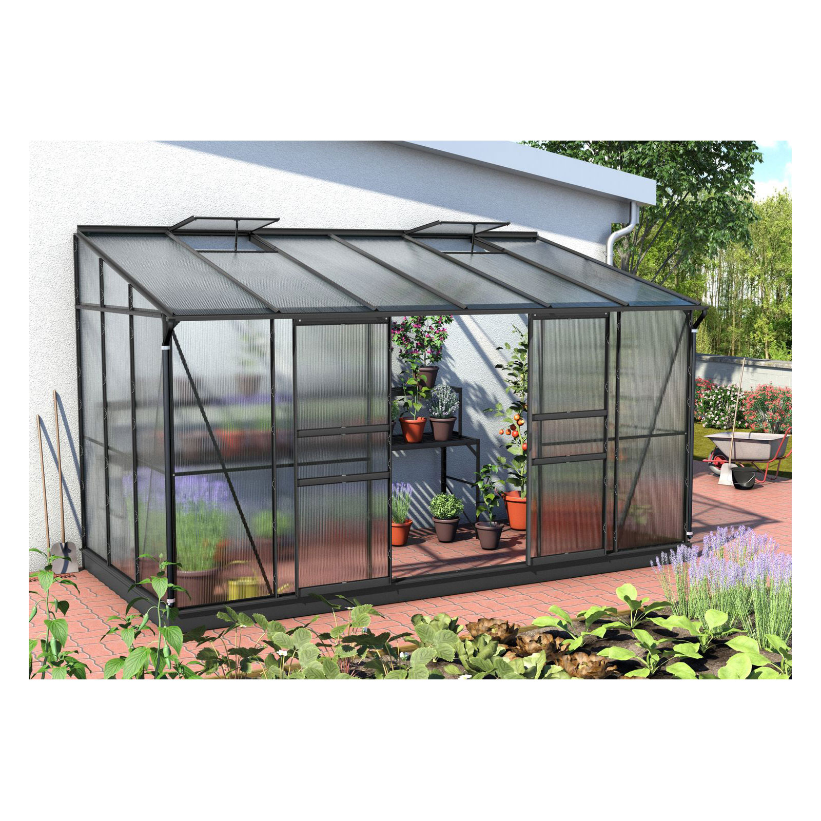 Vitavia Gewächshaus Osiris 7800 7,8m² 6 mm Hohlkammerplatten schwarz