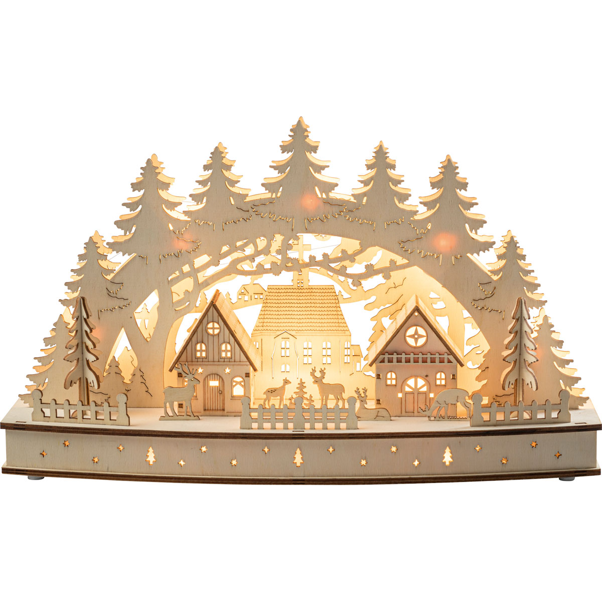 3D-Lichterbogen Rehe vor dem Dorf Trafo für Netzbetrieb Timerfunktion