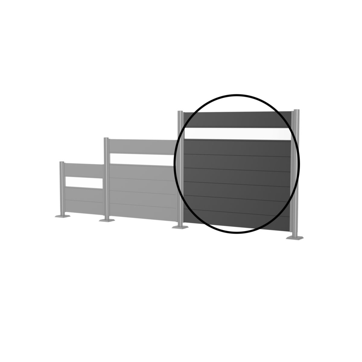 Biohort Wandpaneel für Sichtschutz mit Acrylglas 180x180 dunkelgrau-metallic Bild 2