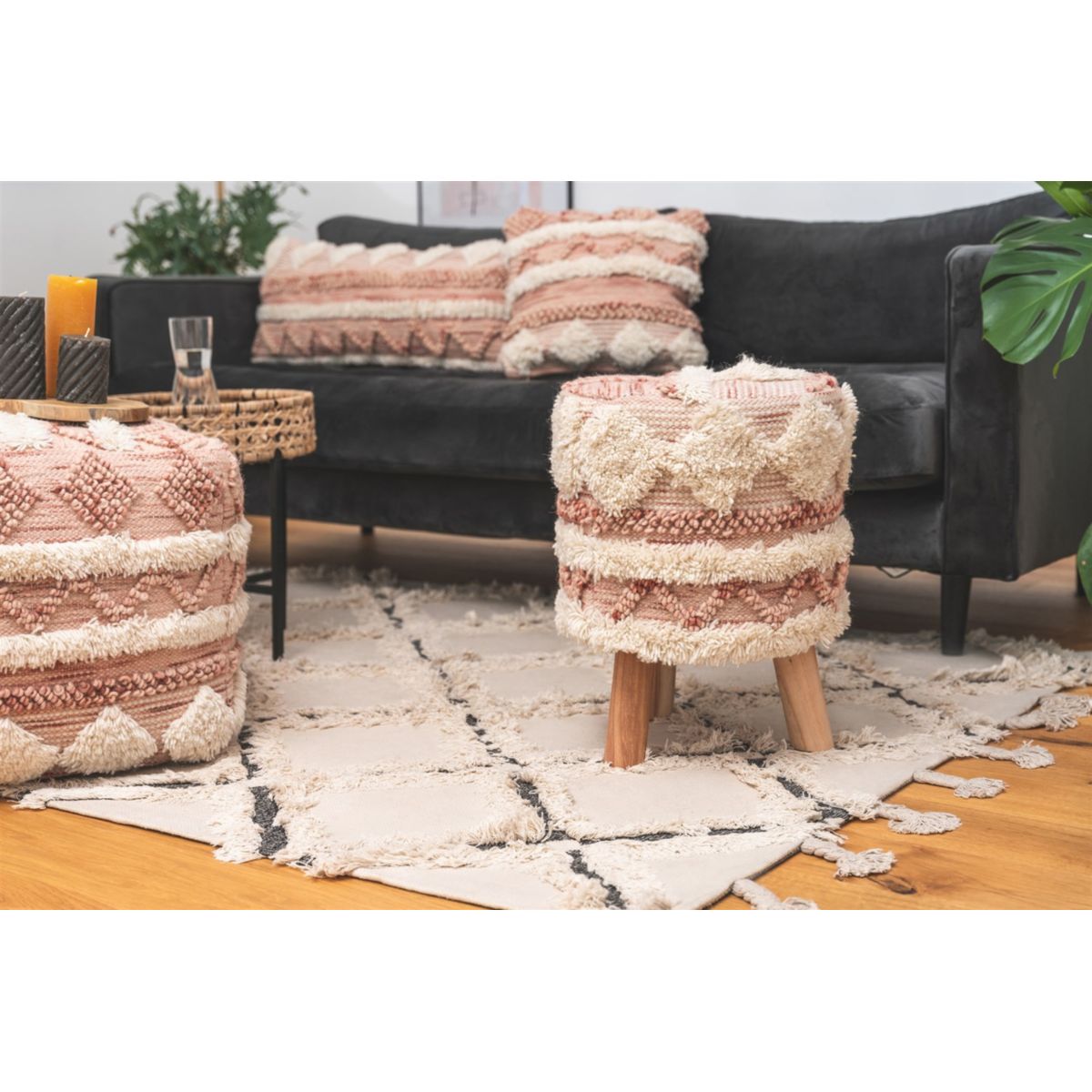 Hocker Bohist 225 rosa creme Bild 2