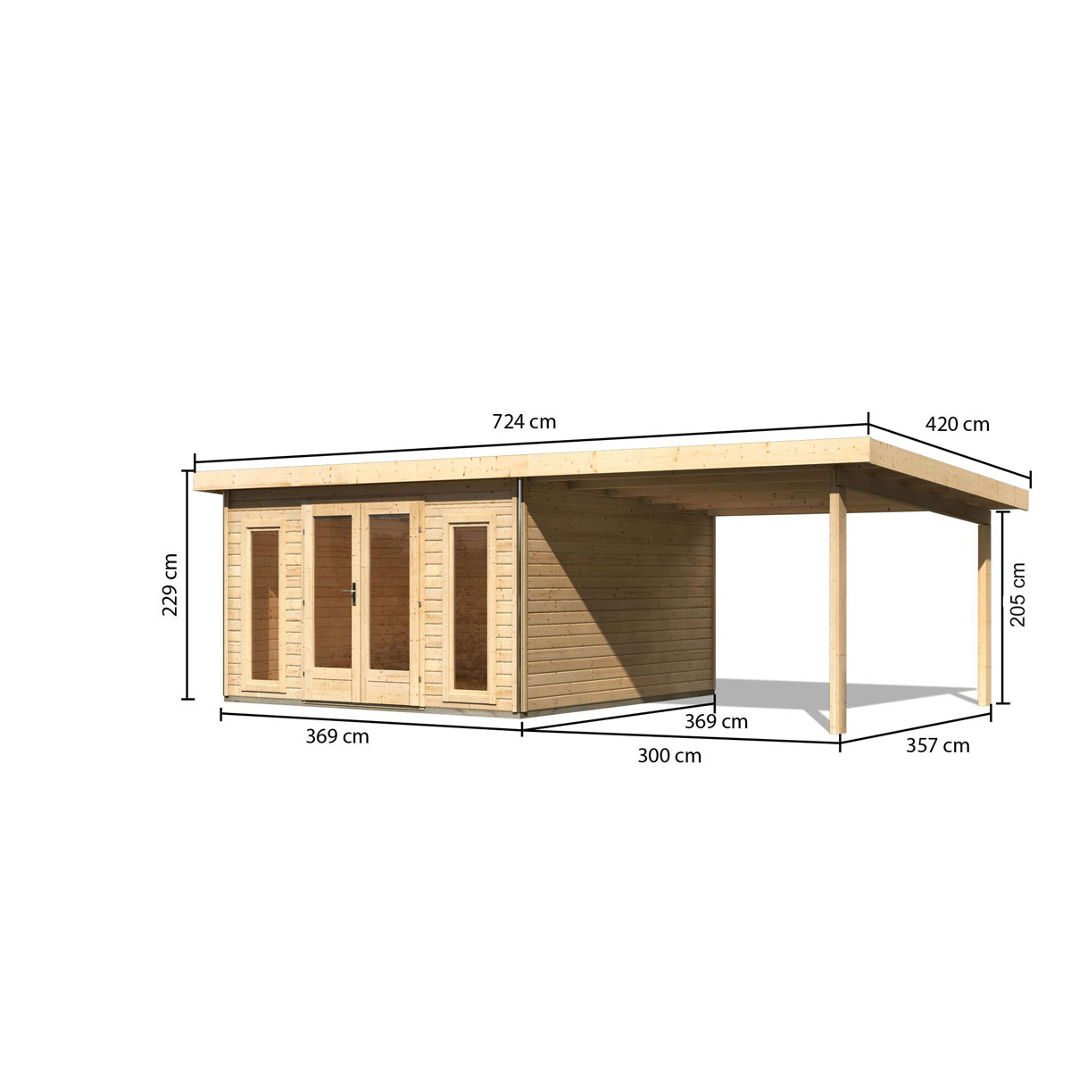 Karibu  Blockbohlenhaus Radeburg 3 naturbelassen mit Anbaudach Bild 2