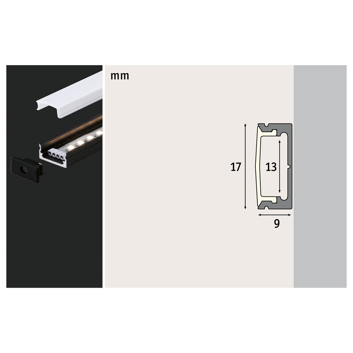 Paulmann  Base Profil 1 m mit weißem Diffusor eloxiert Bild 9