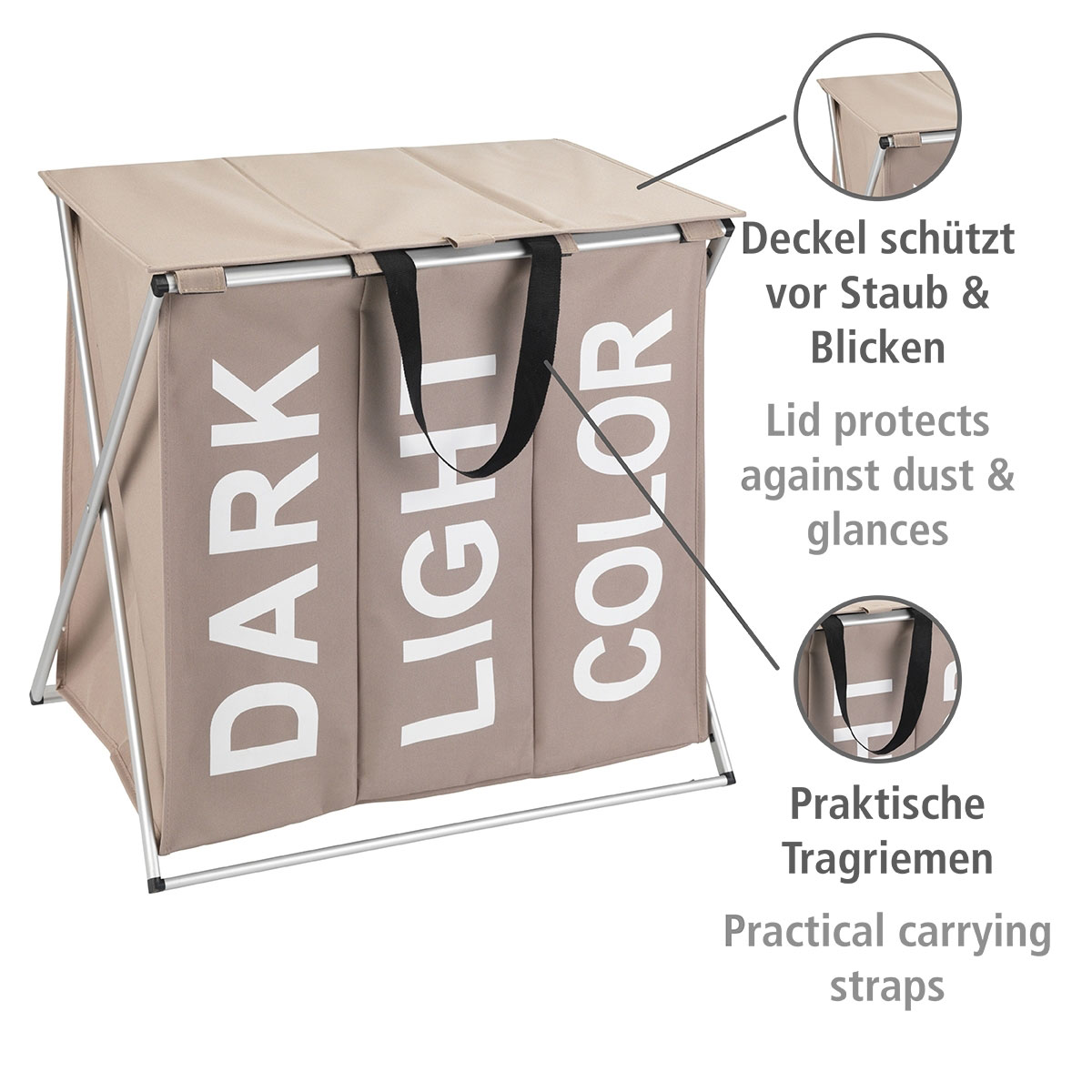 Wenko  Wäschesammler Trio Top Taupe Wäschekorb 118 l Bild 2