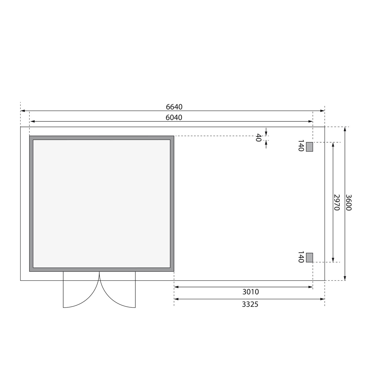 Karibu BBH Northe 3 mit Anbaudach terragrau Bild 9