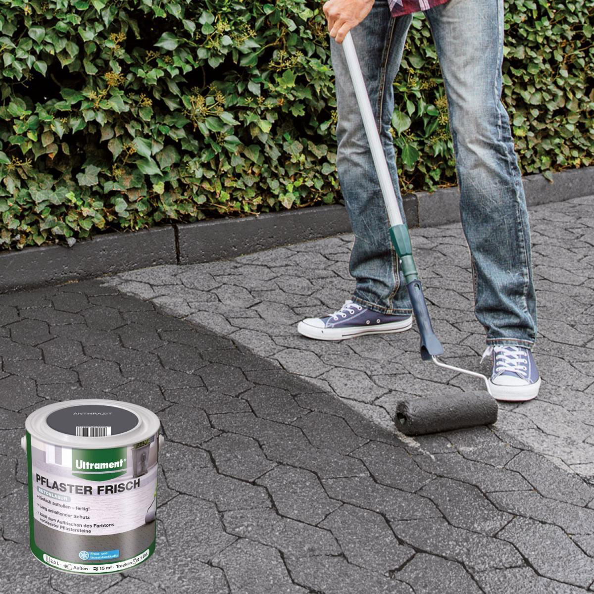 Ultrament Betonlasur Pflaster Frisch anthrazit 2,5 L für ca 15 m² Bild 1