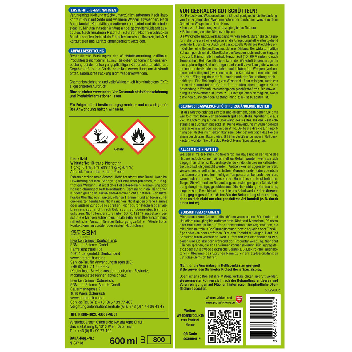 PROTECT HOME Wespenschaum Forminex 600 ml Bild 2