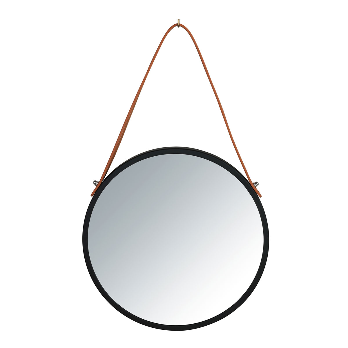 Wenko  Wandspiegel Borrone rund 30 cm schwarz mit Aufhänge-Gurt Bild 1